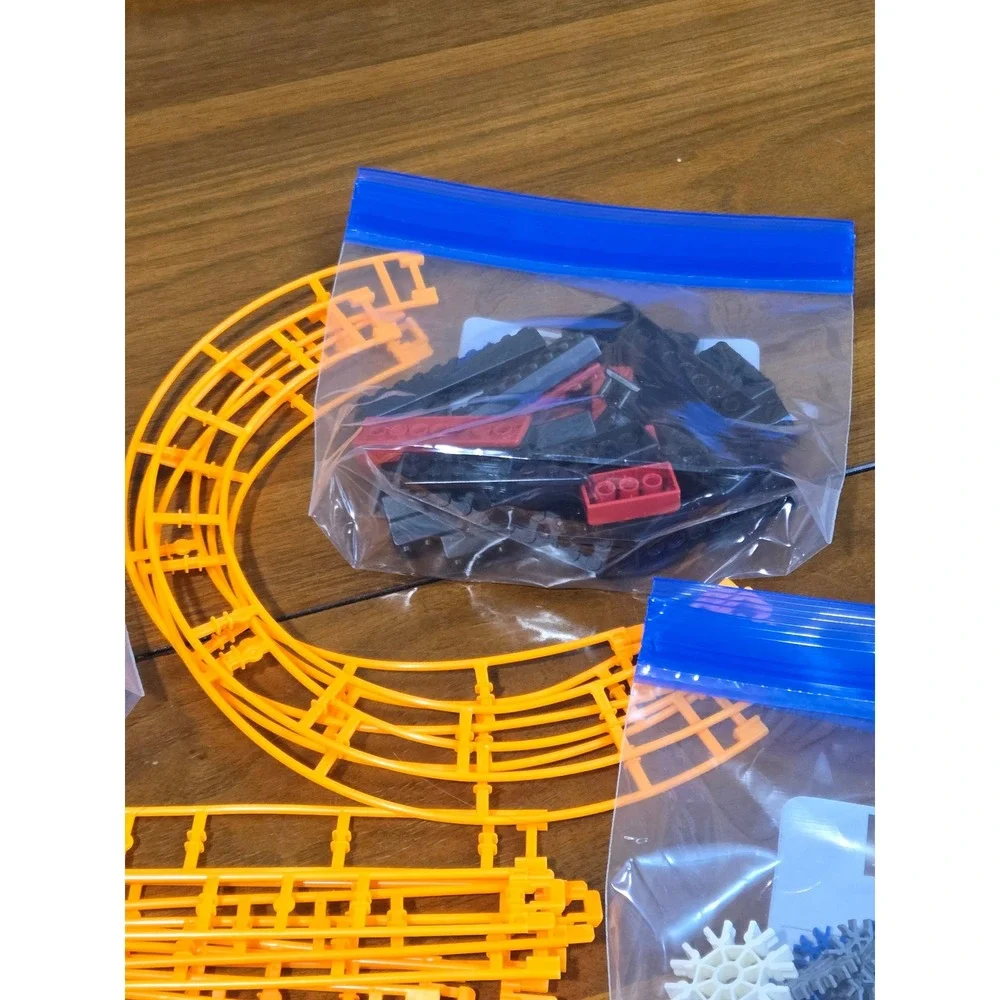 KNEX Roller Coaster Building Set Lot Motorized Car Orange‎ Track Rods Connectors